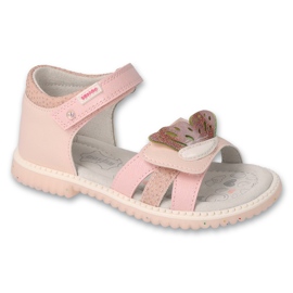 Befado children's sandals, leather insole 170X095, pink with decoration 1 Befado children's sandals, leather insole 170X095, pink with decoration 1