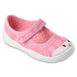 Befado pink children's slippers 209p041 with eyelets 1