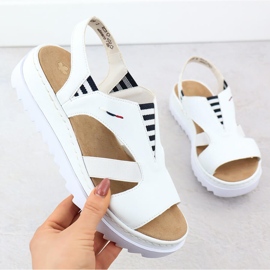 Women's sandals on wedges slipped white rieker v44y5-80 1