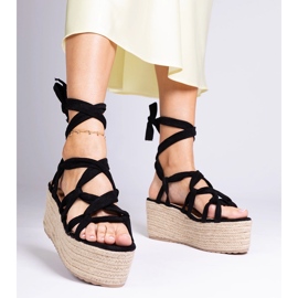 Black espadrilles on a high platform 1