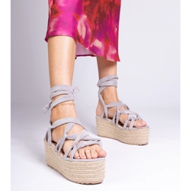 Gray espadrilles sandals on a high platform grey 1