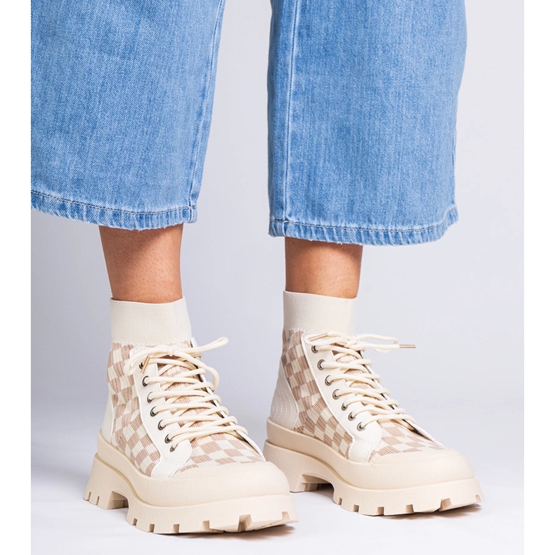 Beige boots sneakers on the platform 2