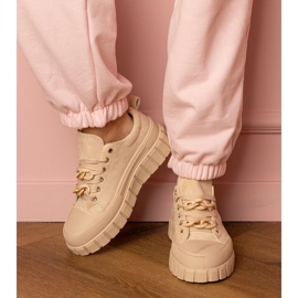 Beige women's sports sneakers 1