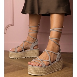 Gray espadrilles sandals on a high platform grey 1