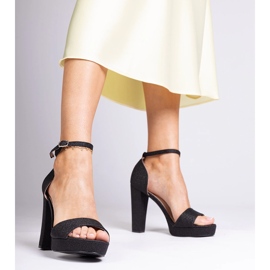 Black women's high glitter sandals 1 Black women's high glitter sandals 1