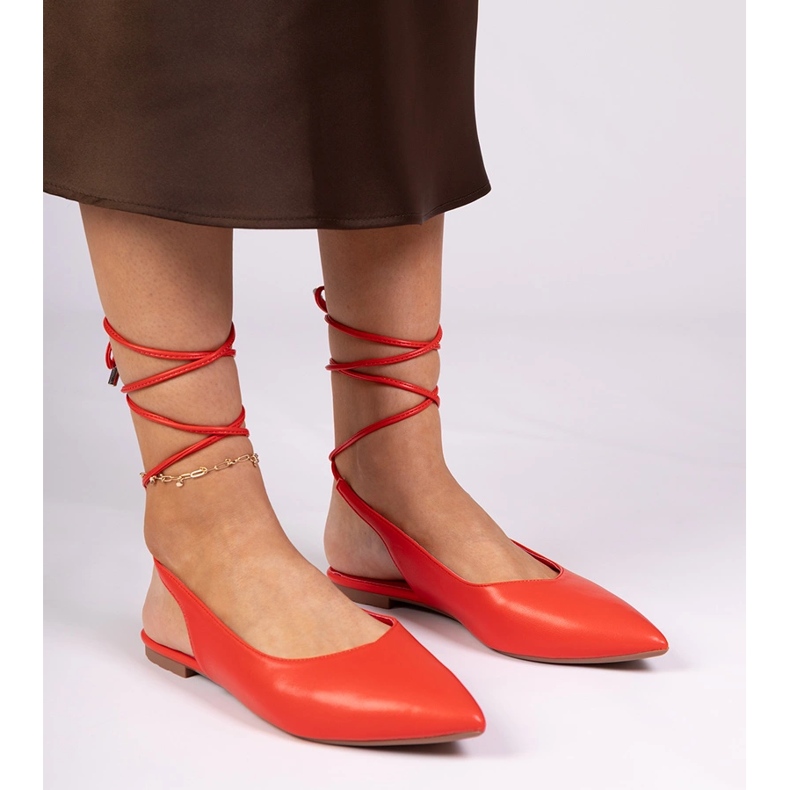 Red flat heels made of eco -leather 1