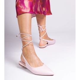 Pink flat heels made of eco -leather 1