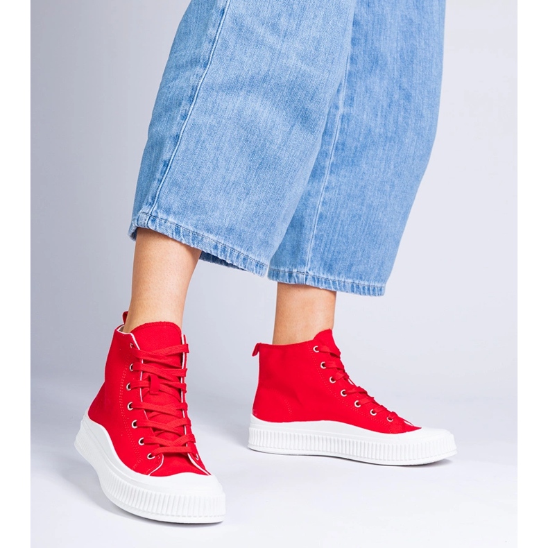 Red platform sneakers by Guerrino 2
