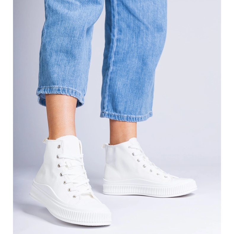 White high platform sneakers by Guerrino 1
