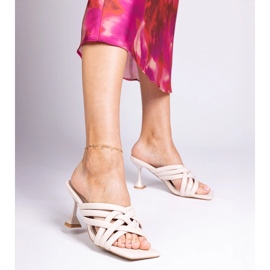 Beige elegant heeled sandals from Bourget 1