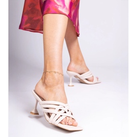 Beige elegant heeled sandals from Bourget 2