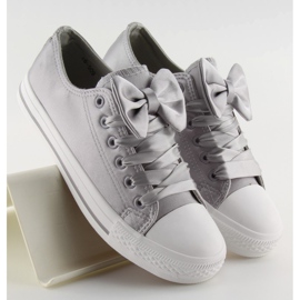 Gray satin gray women's sneakers 16-509 grey 1 Gray satin gray women's sneakers 16-509 grey 1
