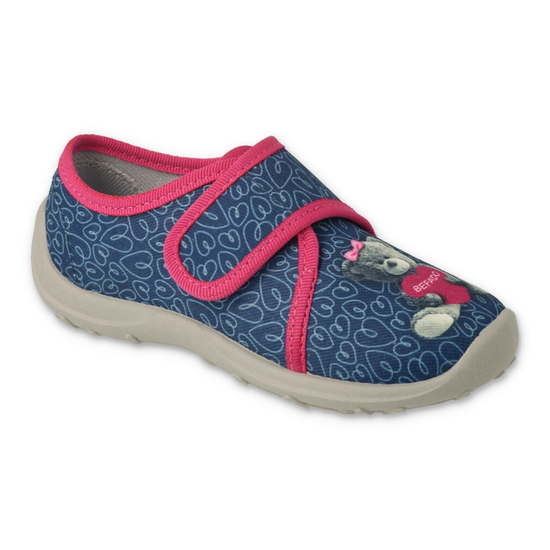 Befado children's slippers 660X049 blue with dog appliqué 1 Befado children's slippers 660X049 blue with dog appliqué 1