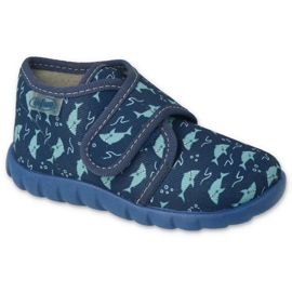 Befado children's slippers 465p089 navy blue dolphins 1