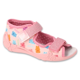 Befado children's slippers with leather insert 342P063 pink 1
