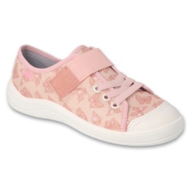 Befado children's slippers with velcro 351Y033, pink with butterflies 1