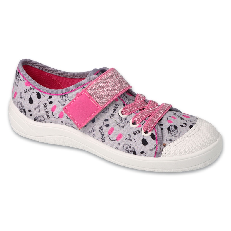 Befado children's slippers with velcro 351Y024, gray applications grey 1