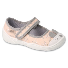 Befado children's slippers with velcro 209P036 beige 1