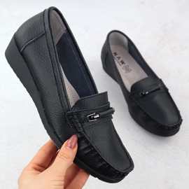 Women's leather loafers on the elevation Black Sabatina JHY02 1