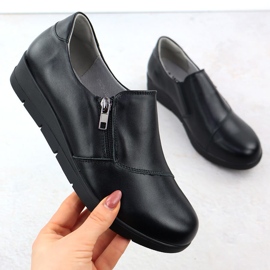Women's leather shoes on wedges black Sabatina JHY201 1 Women's leather shoes on wedges black Sabatina JHY201 1
