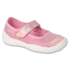 Befado pink children's slippers 209P039 with velcro 1