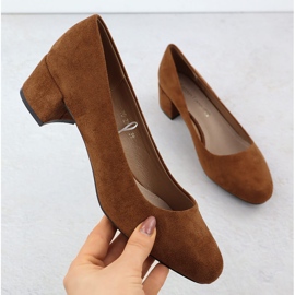 Pumps on the suede block Camel Sergio Leone PB291 brown 1
