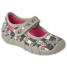 Befado children's slippers 109p261 gray-pink 1