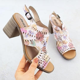 Women's openwork women's sandals with flowers Jezzi 24125 pink 1