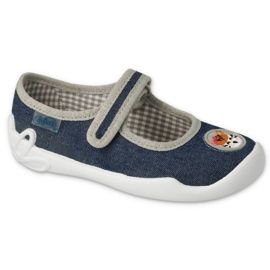 Befado children's slippers with velcro 114X498 navy blue applique 1