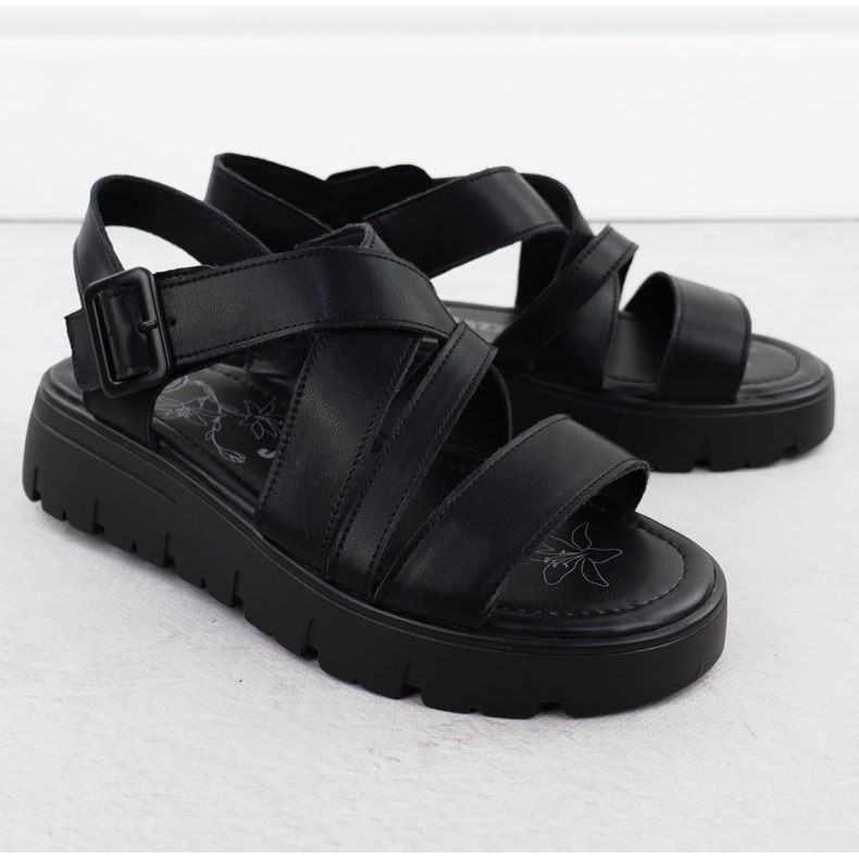 Women's leather sandals on the platform Roman Black Jezzi 8716 2 Women's leather sandals on the platform Roman Black Jezzi 8716 2
