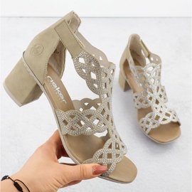 Women's high heels in rieker 64773-61 beige sandals 1 Women's high heels in rieker 64773-61 beige sandals 1
