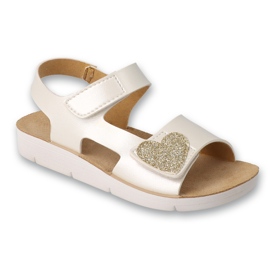 Befado children's sandals with leather insert 068Y007 white with a heart 1