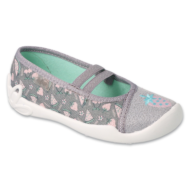 Befado children's ballerinas 116X317, gray with pink applications grey 1
