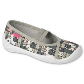 Befado baby slippers gray 116y315 with a kitty motifs grey 2