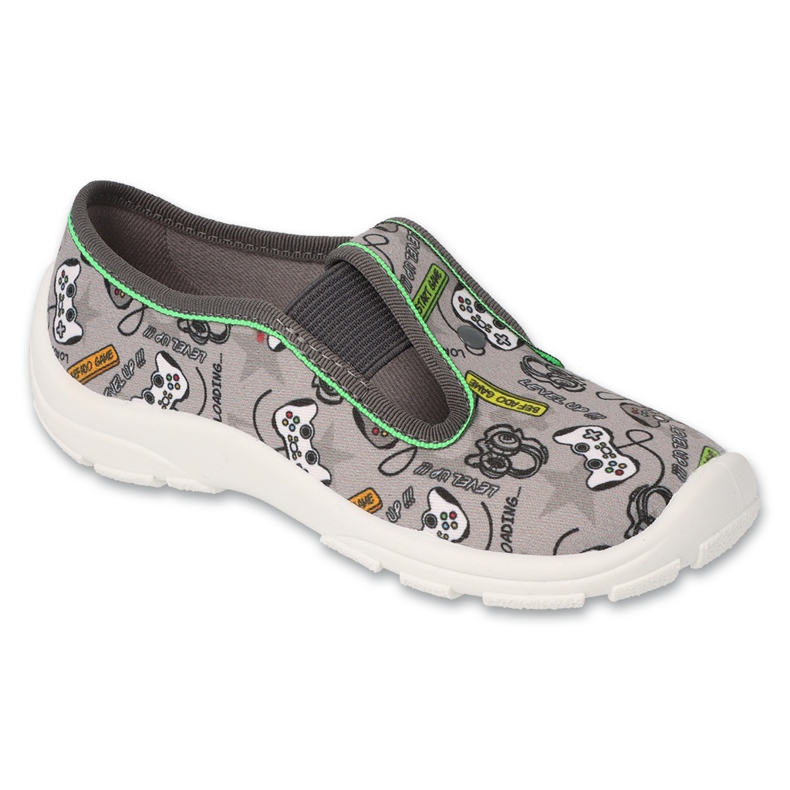 Befado children's slippers, gray 975X188, with colorful applications grey 1