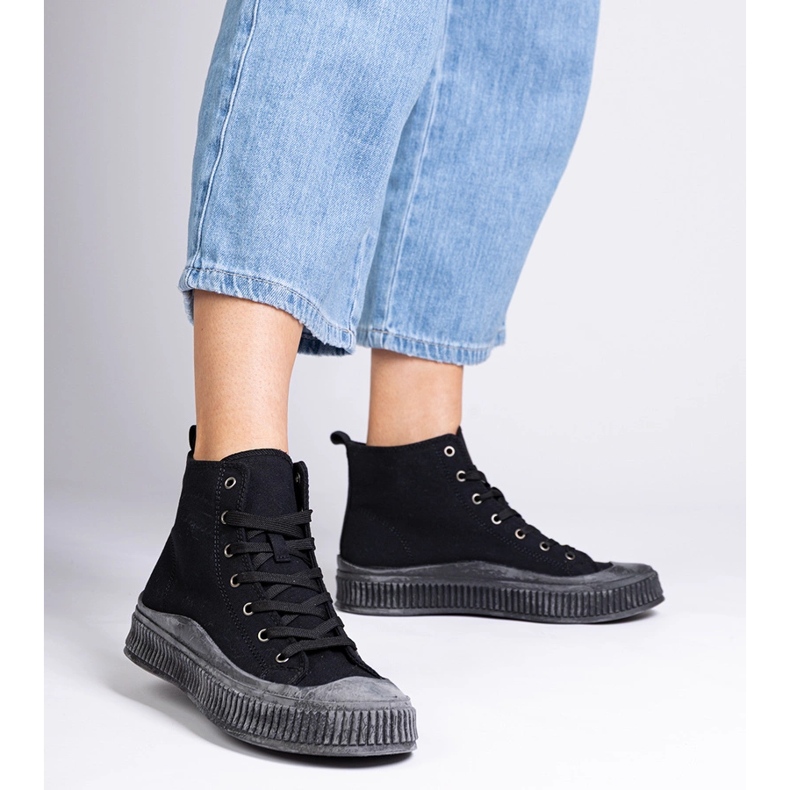 Black high platform sneakers by Guerrino 2