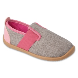 Befado children's slippers with leather insert 901X014 gray and pink grey 1