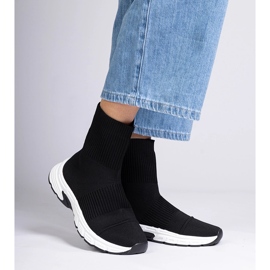 Black sports sneakers boots with a sock upper 1