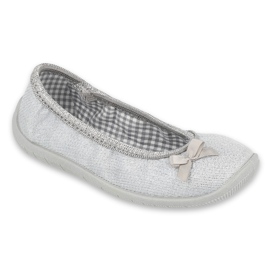 Befado children's slippers with a bow 980x102 silver 1