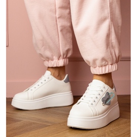 White sneakers with a blue heart and a zircon pins 1 White sneakers with a blue heart and a zircon pins 1