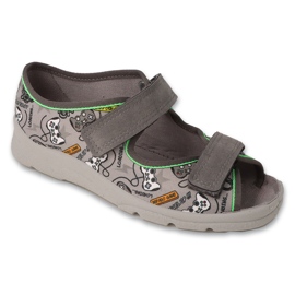 Befado children's sandals 969Y172, gray with colorful applications grey 1