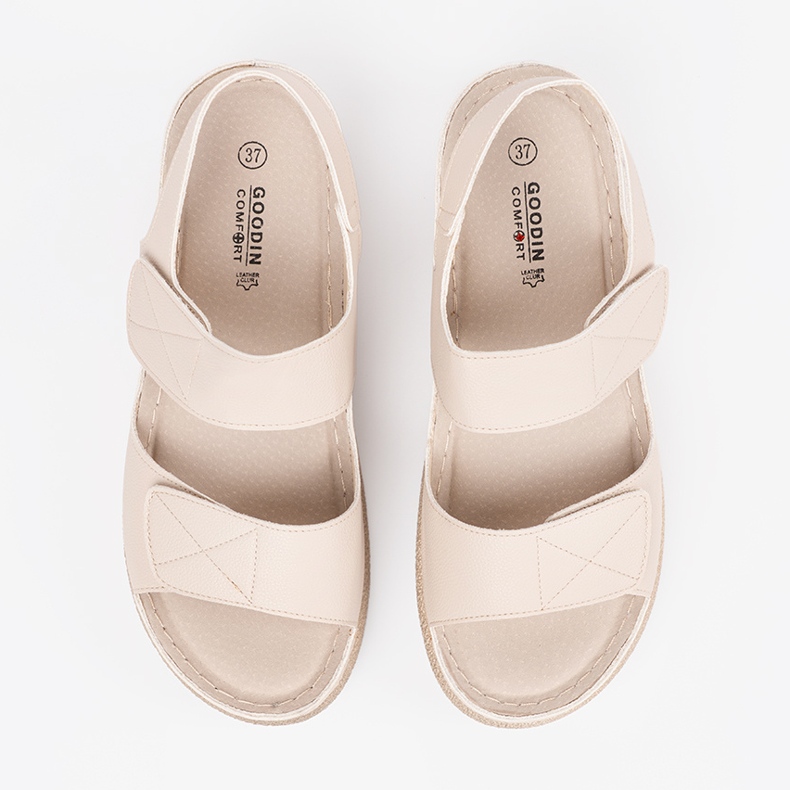 Goodin Light beige women's Velcro sandals 2