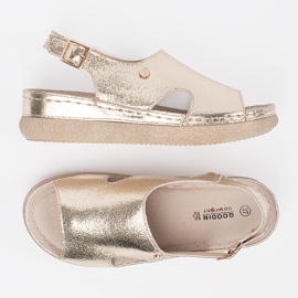 Goodin Golden flat sandals with a buckle 1