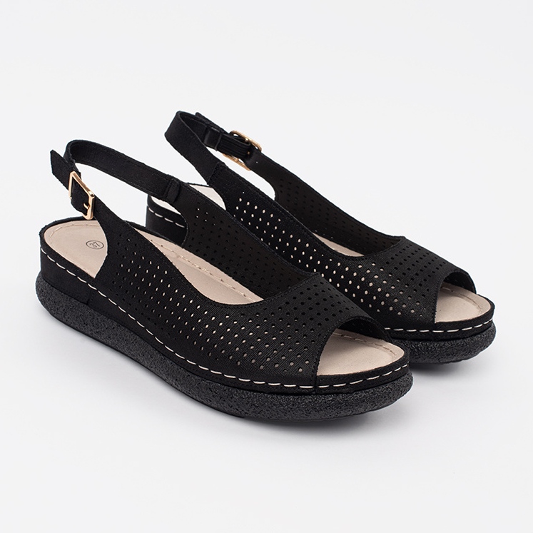 Goodin Black comfortable openwork sandals 1