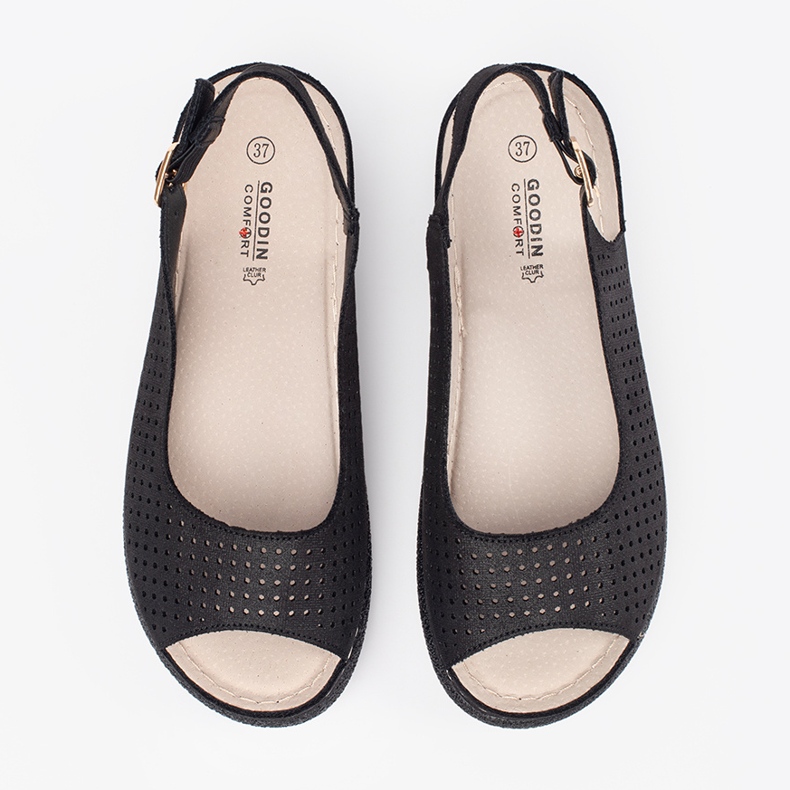 Goodin Black comfortable openwork sandals 2