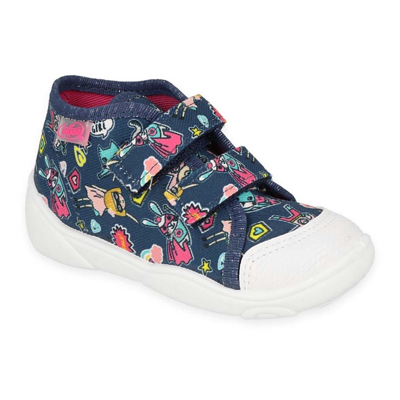 Befado children's slippers 212P080, navy blue, with colorful applications 1