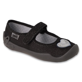 Befado children's slippers with velcro, decorated with a heart, 114X538, black 1