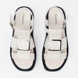 Goodin Light -beige leather elegant sandals on the platform 1