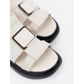 Goodin Light -beige leather elegant sandals on the platform 2