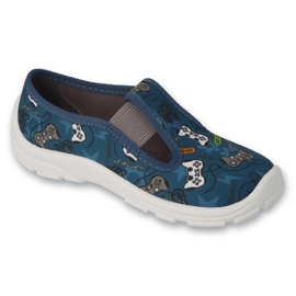 Befado children's slippers 975Y189 blue with colorful applications 1
